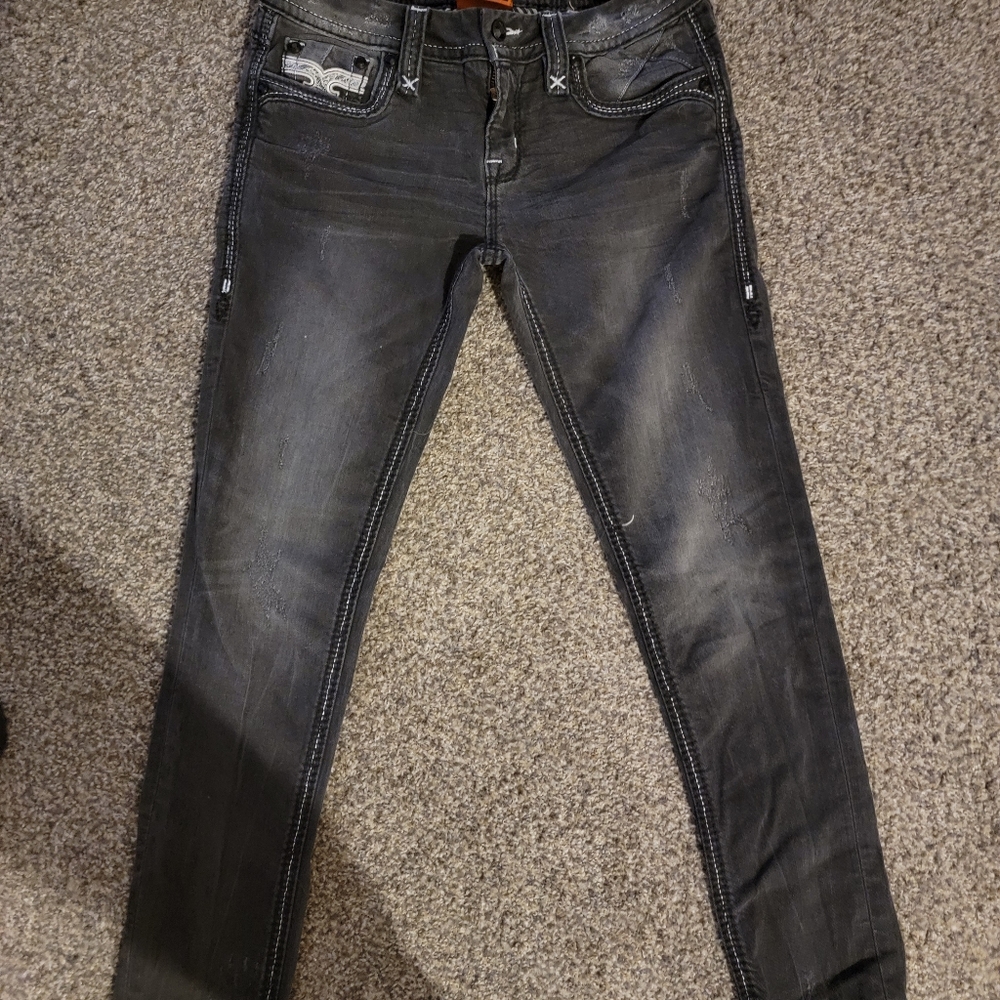 NWOT- Rock Revival Womens Skinny Julieta Black Washed Jeans Size 29
